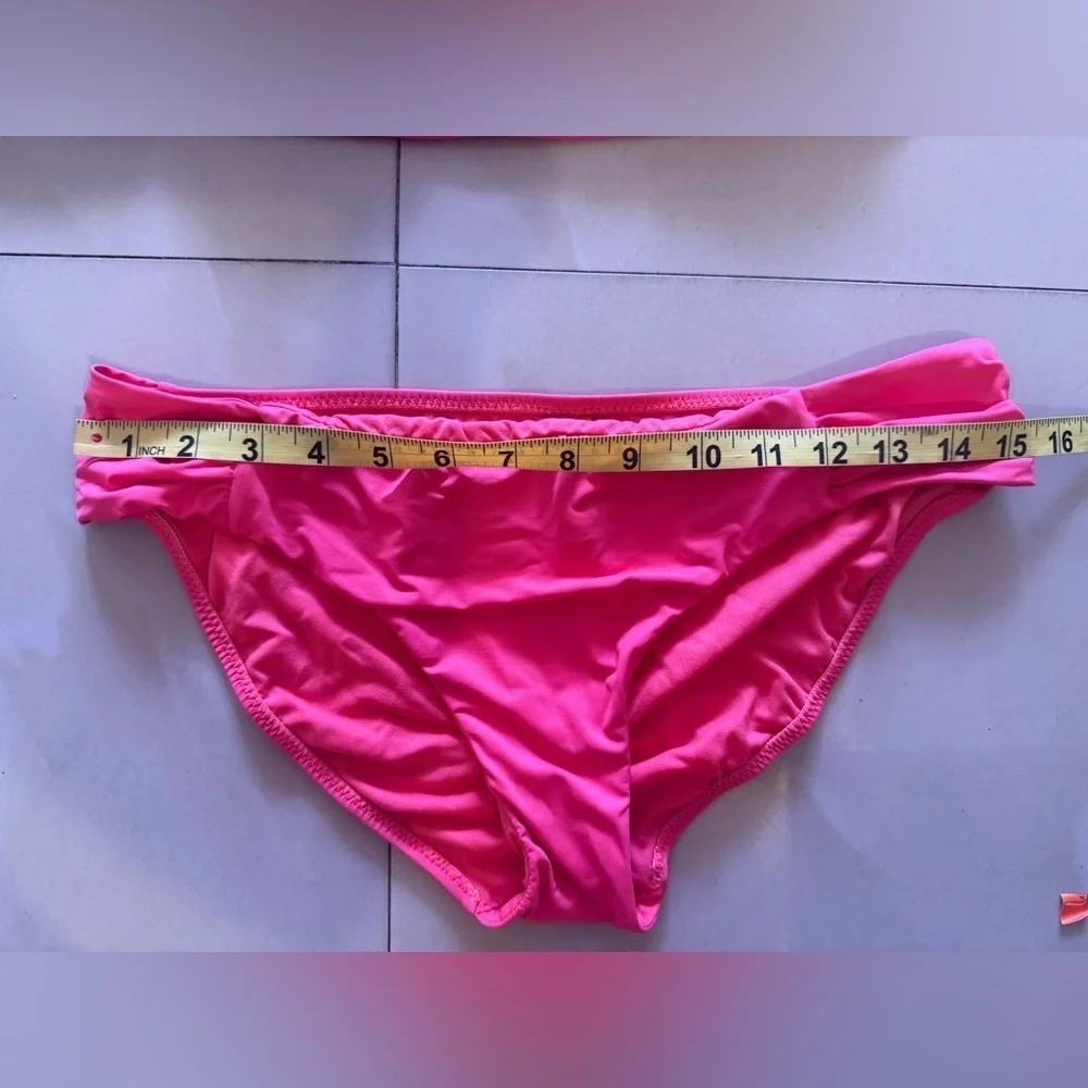 Bikini Set Leilani swimsuit set strapless Tie top bikini button Hot pink 10
